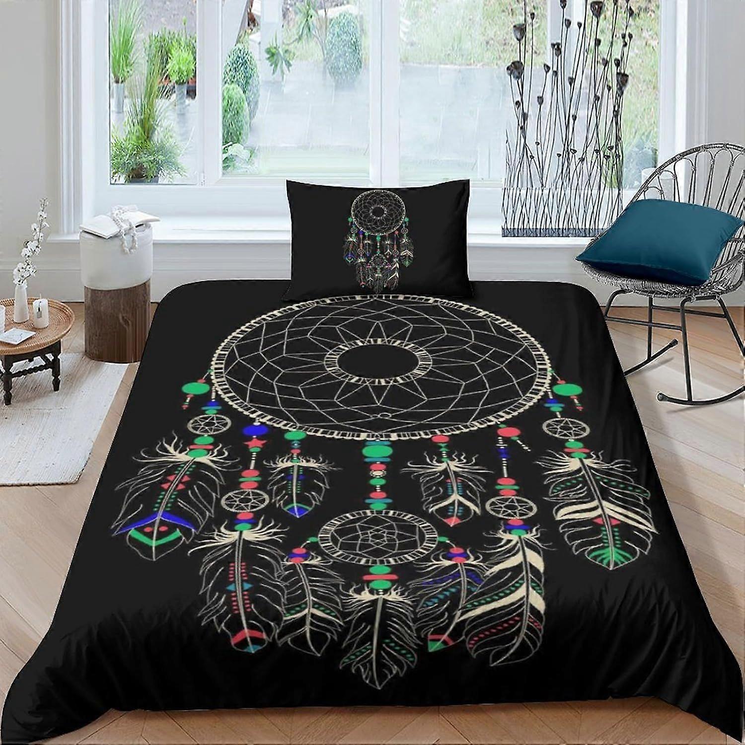 Capa de edredom com estampa de apanhador de sonhos, conjunto de cama com zíper, em microfibra macia.