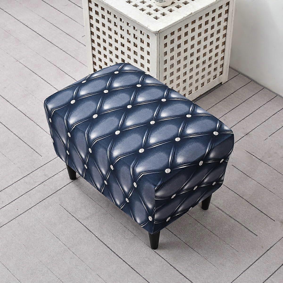 Stretch Ottoman Slipcover with Elastic Bottom, Rectangular Storage Footrest Protector 15.7'x23.6' A33