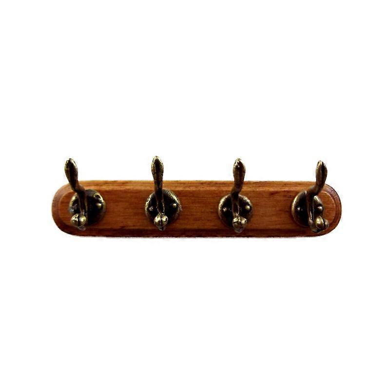 Dolls House Walnut Coat Hooks On Rack Miniature Hall Cloakroom Accessory