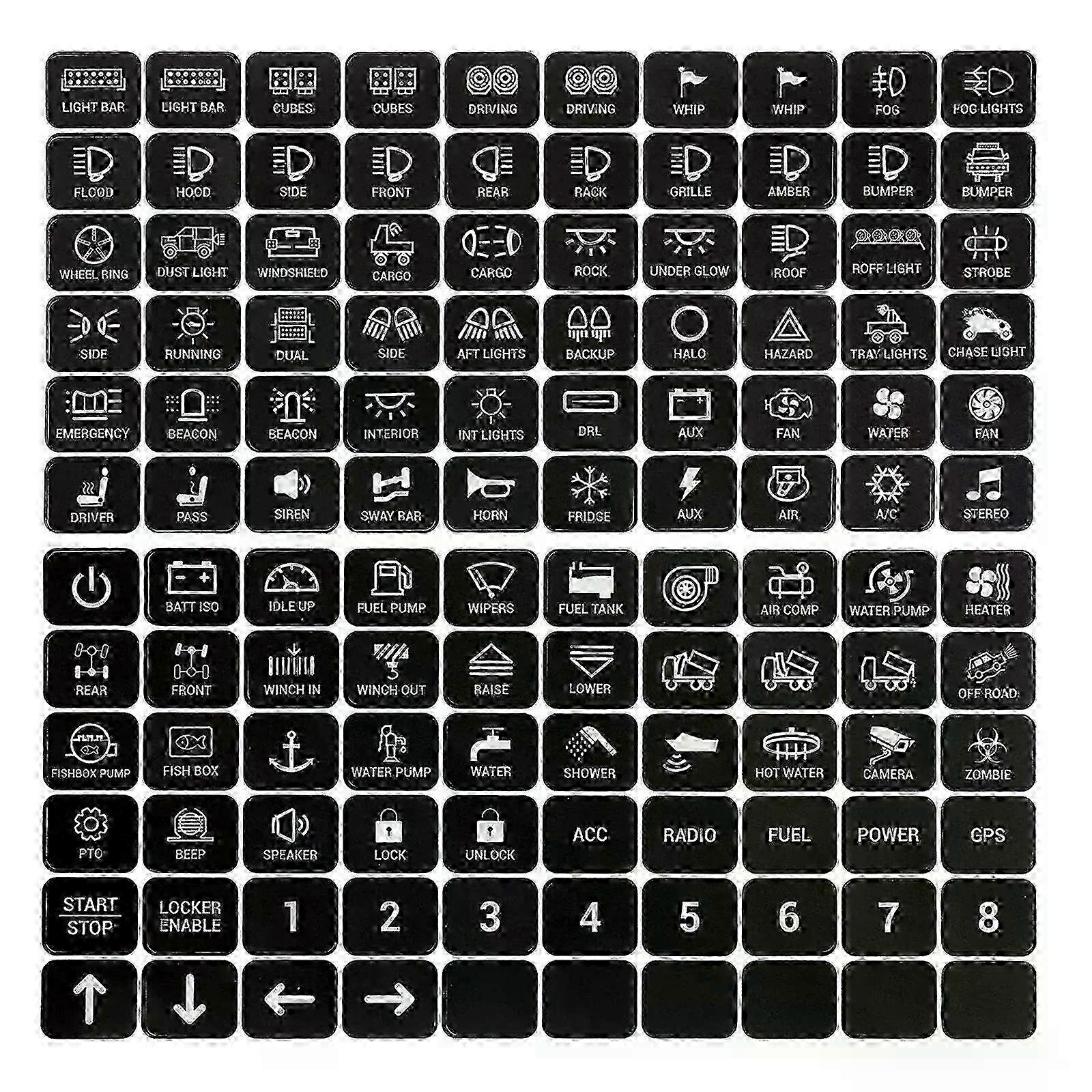 f Push Button Switch Stickers 120 Labels 6 / 8 / 12 Gang Touch Panel Decals Marine Boat Truck Camper Dashboard Control