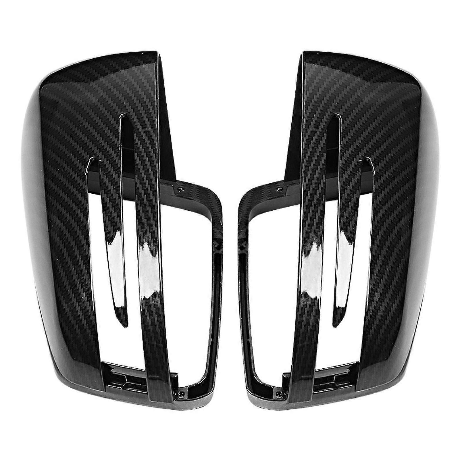Carbon Fiber Texture Rear View Mirror Cover Caps Set of 2 for W176 2012‑2017