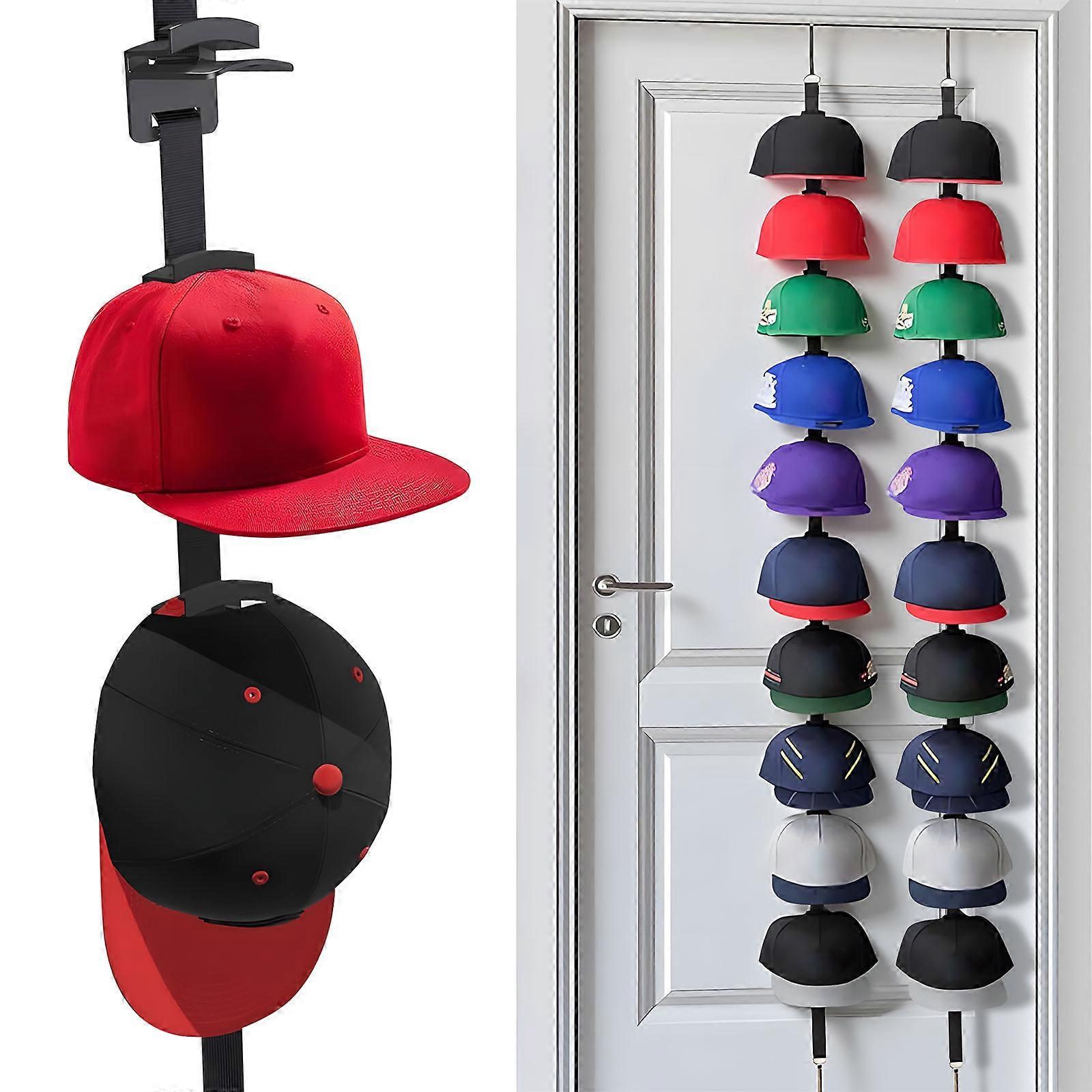 Multiple Functional Over The Door Hat Display Rack Modifiable Spacing For Organized Hat Storage Multicolor