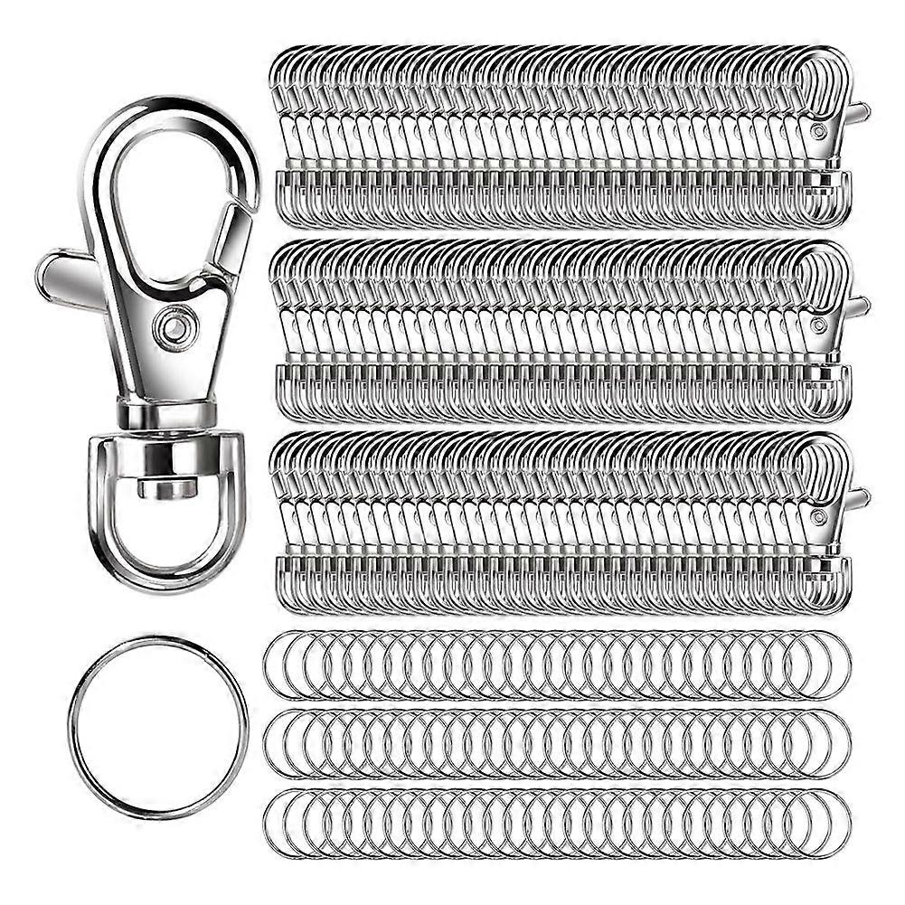 Metal Swivel Snap Hooks and Key Rings, 120PCS Small Lobster Claw Keychains Clasps and 120PCS Key Chain Ring 240PCS