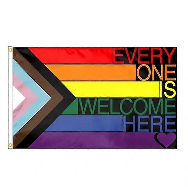 Garden Flag Everyone Is Welcome Here Flag Colorful Rainbow Flag Banner For The Yard