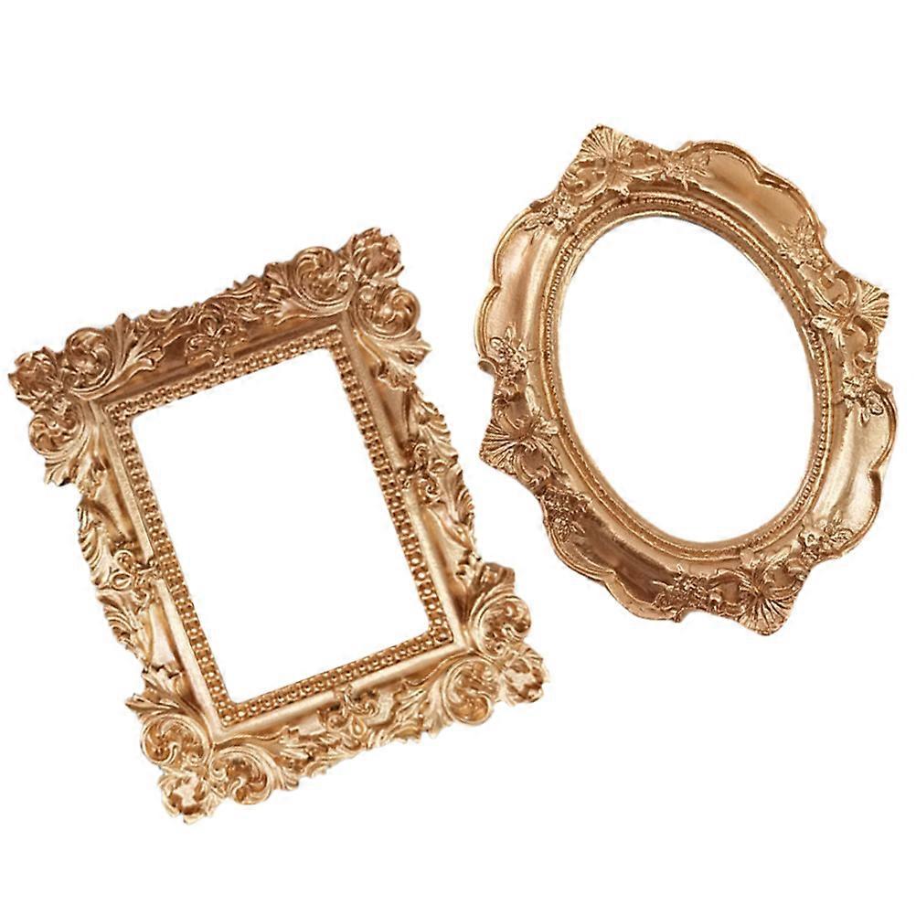 Mini Frames European Style Photo Frame Coffee Shop Decorative Small Frame Resin 2Pcs