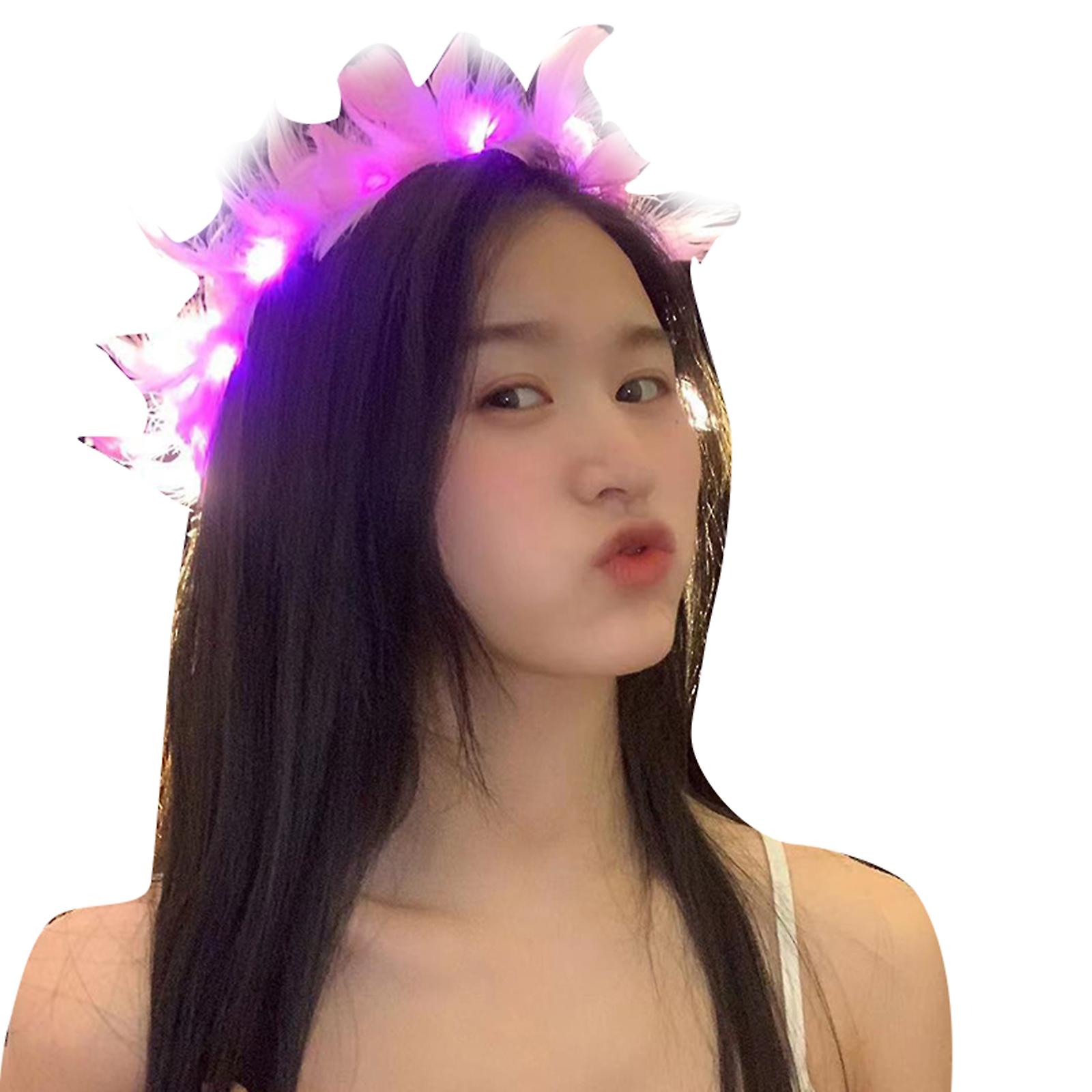Light Up Feather Headband Led  Crown With 3 Adjustable Flashing Light
