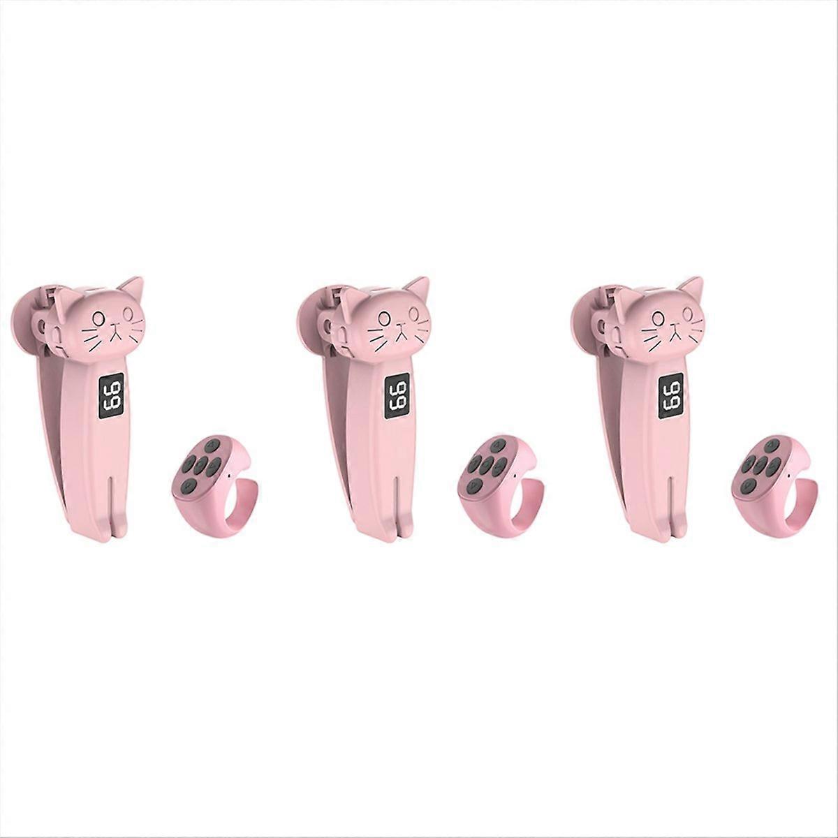 3 Set Remote Control Page Turner Auto Clicker Bluetooth 5.3 for Phone Android/E-Reader Gaming Live Pink