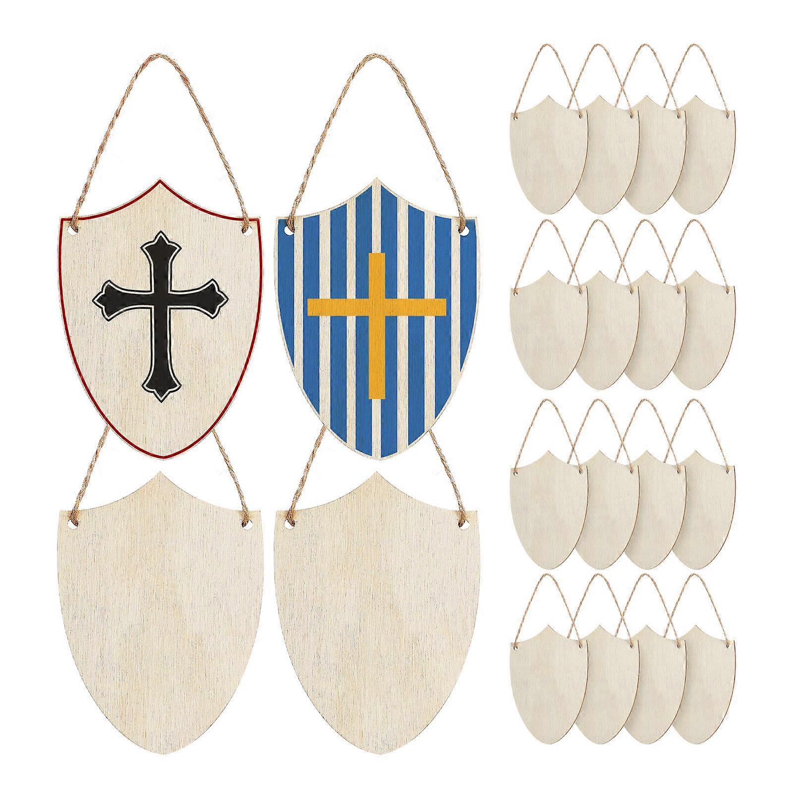 DIY Craft Projects 20Pcs Blank Wooden Shields Home Decor Shield Shape Ideal For Medieval Decorations