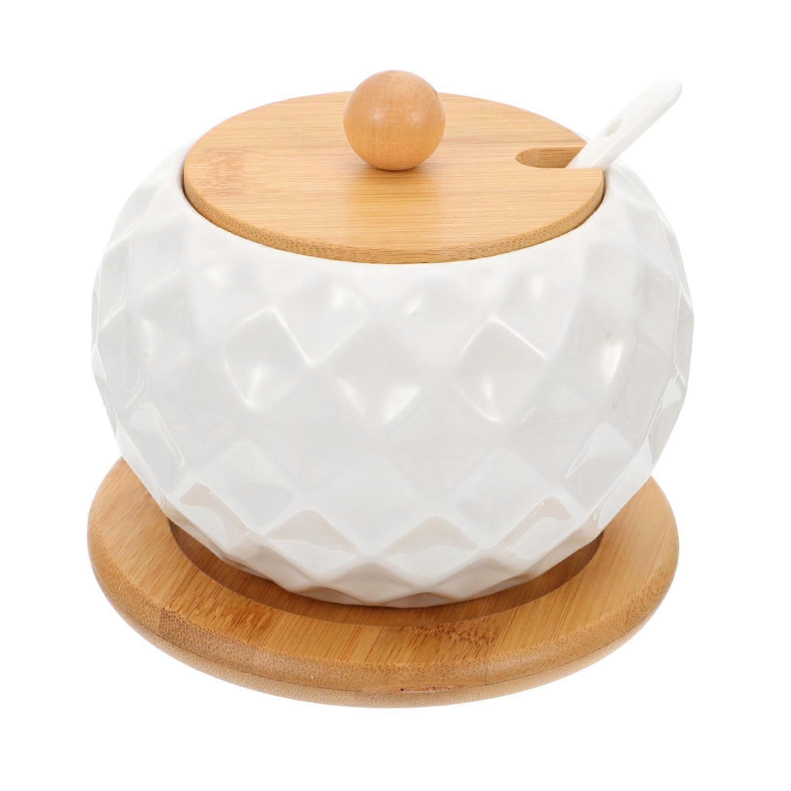 Ceramic Spice Jar with Lid, MoistureProof Kitchen Seasoning Container for Herbs and Condiments