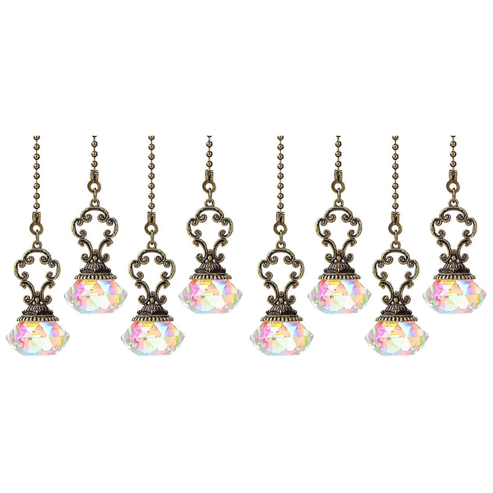 8 Pieces Artificial Crystal Ceiling Fan Pull Chains Pull Chain Extension with Connector for Light Ceiling Fan Desk Lamp