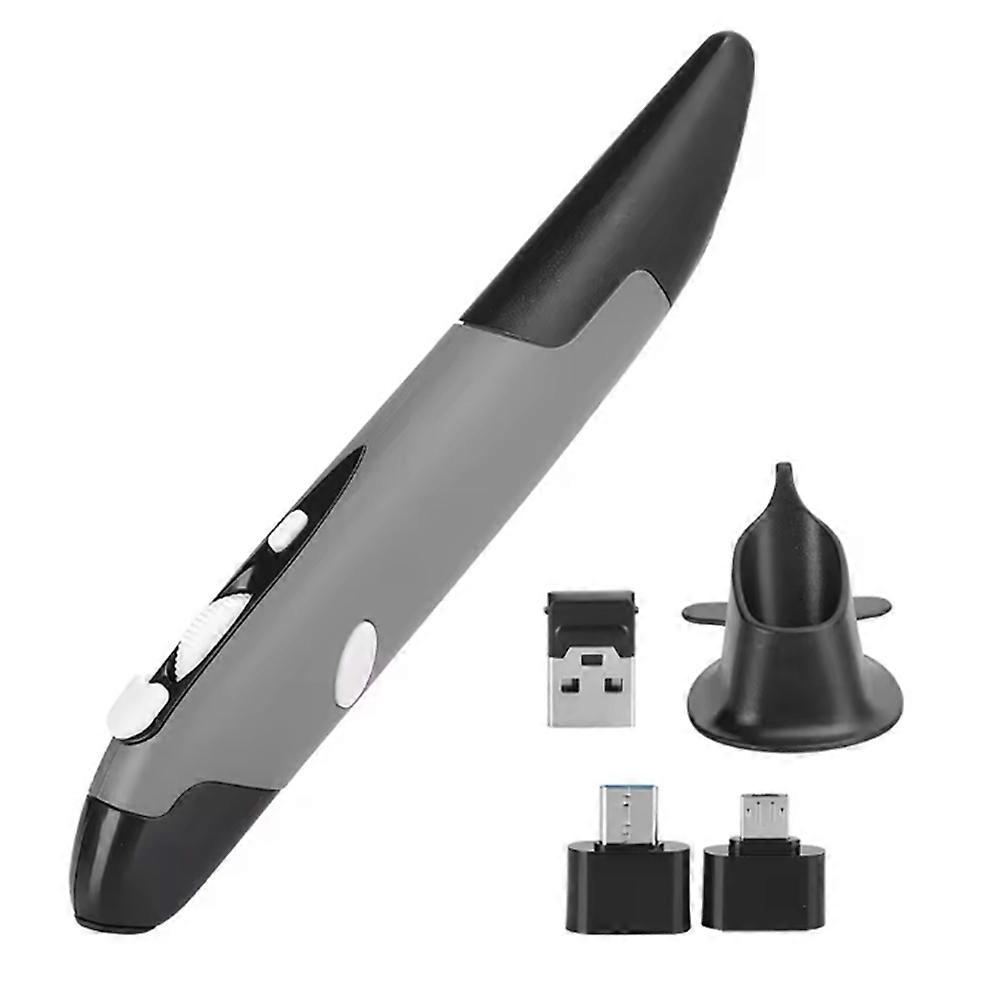 Ergonomic Mouse Mouse Pen Type Mouse USB Computer PC Parts Wireless 2.4G Mouse Pen Type Innovative Vertical Grey