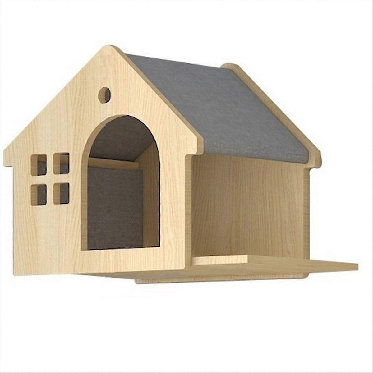 Villa Cat Bed, Wall-Type Cat Bed, Small Solid Wood Cat Wall Shelf B