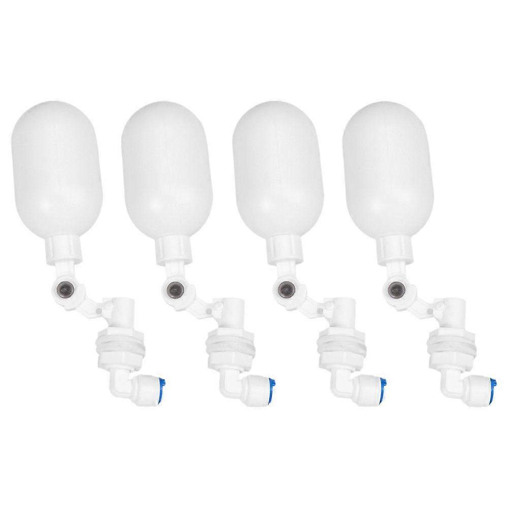 Aquarium Float Valve for Fish Tank Indoor Use White Plastic Material Float Valve with Overflow Prevention 4Pcs