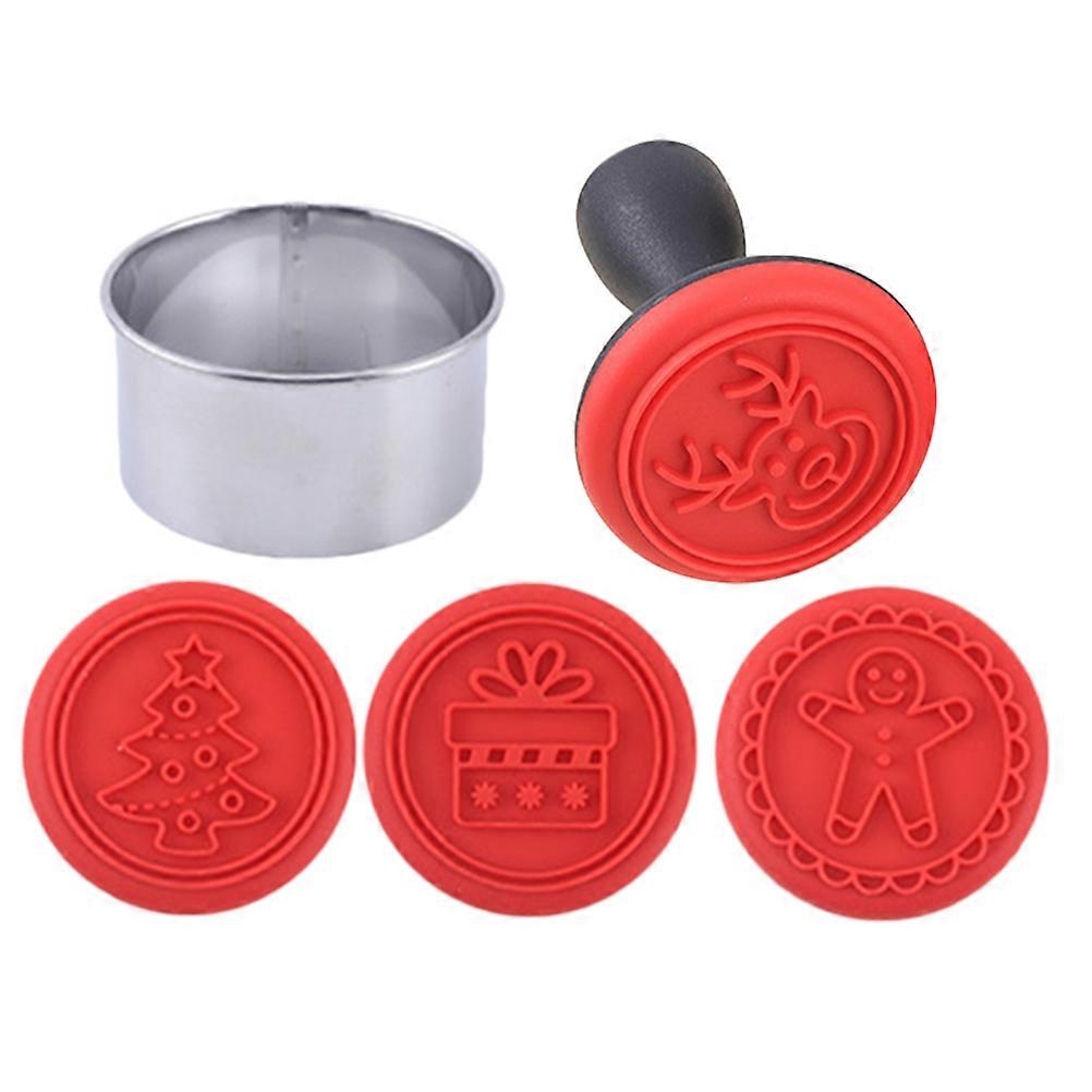 Red Silicone Cookie Stamp Biscuit Mold for DIY Baking 1Set