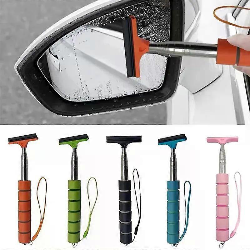 Automotive rearview mirror wiper cleaning tool, automotive glass fog cleaner scraper, automotive accessory handle, telescopic window cleaning brush