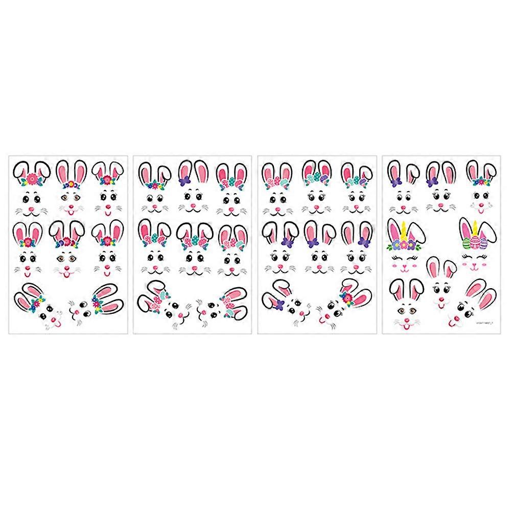 4Pcs Easter Bunny Face Stickers for DIY Fun and Festive Decorations