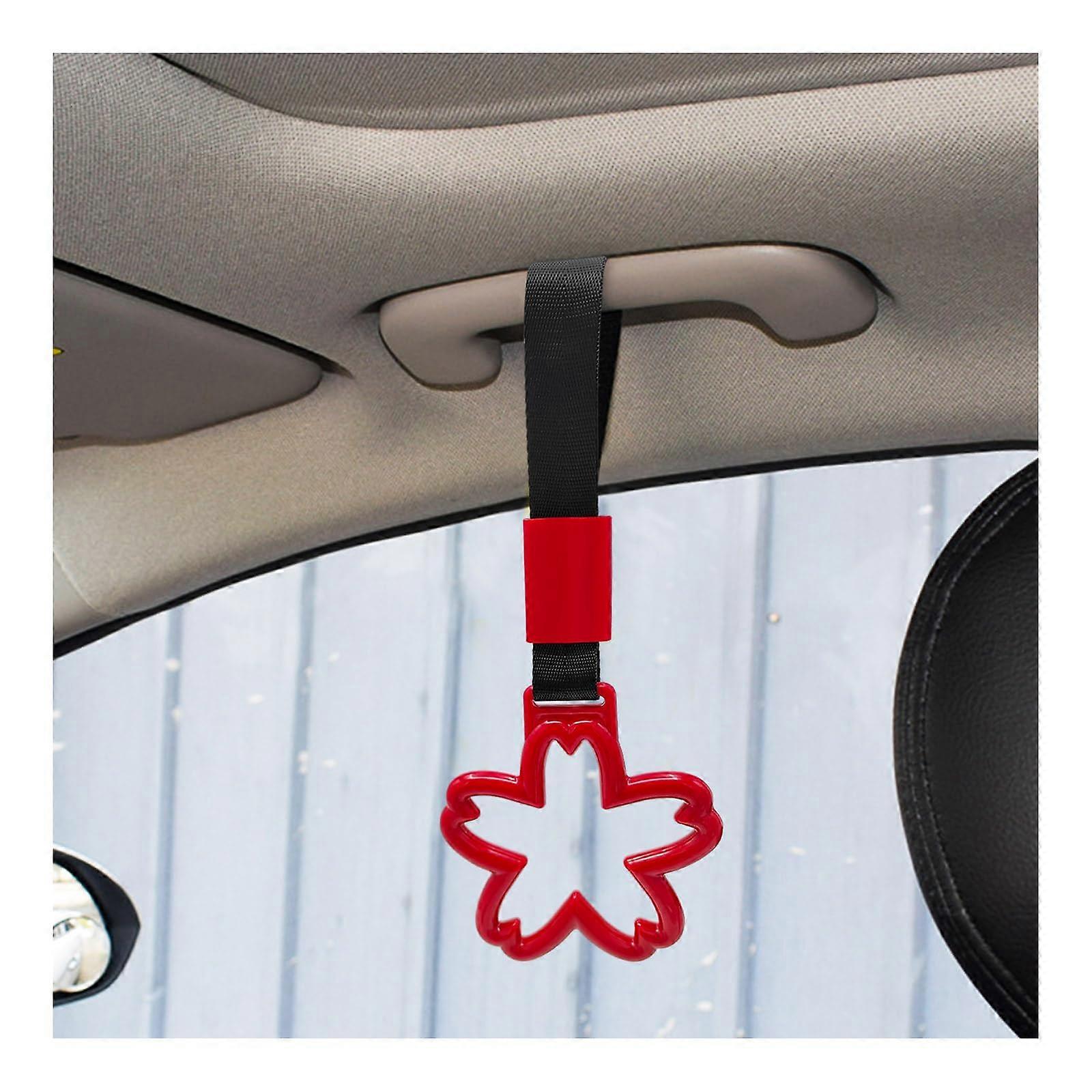2PCS Sakura Flower Car Handle Strap with Elegant Cherry Blossom Design for Vehicle Safety Grip