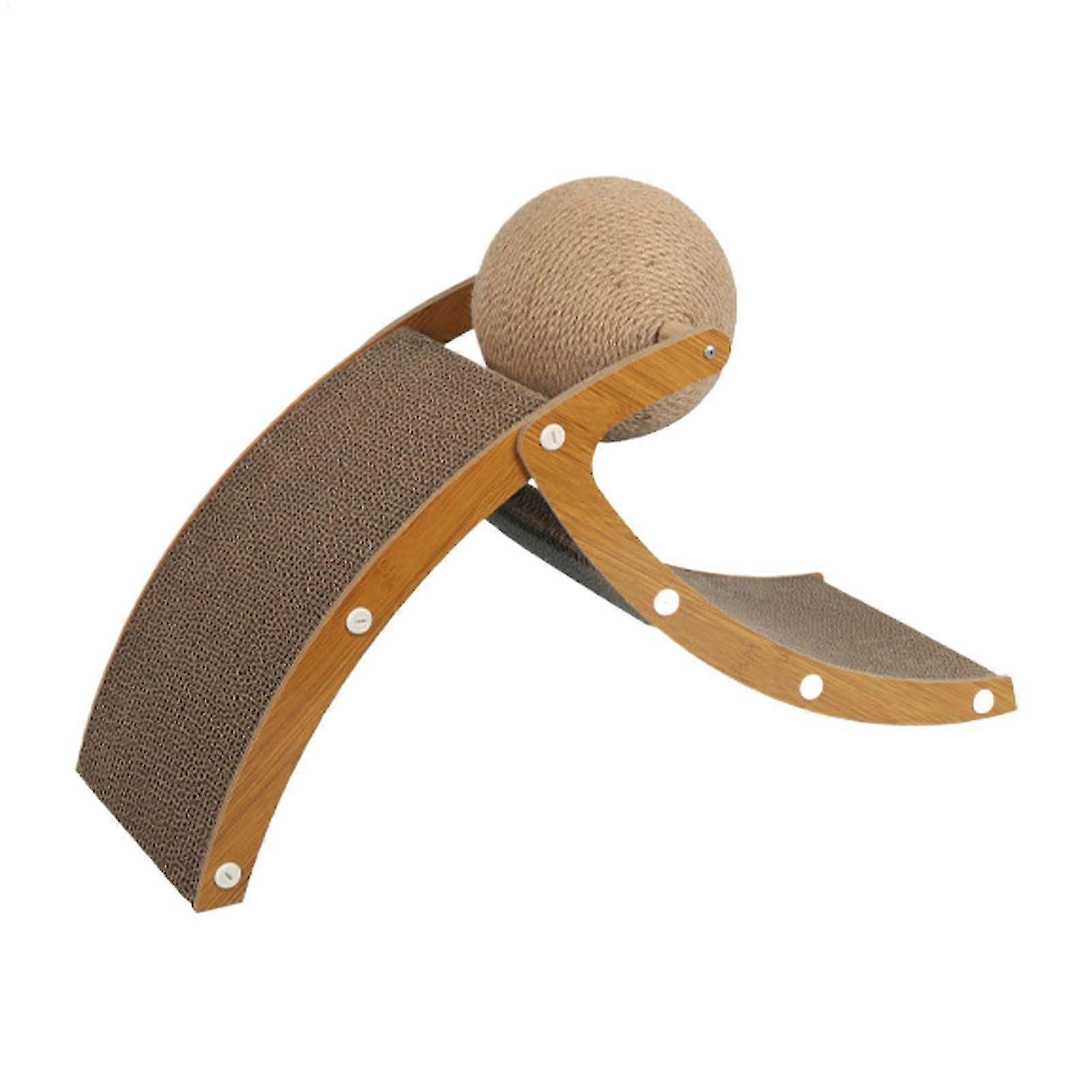 Cat Scratching Board - Interactive Built-In Ball Toy, Corrugated Cardboard Scratcher Pads For Indoor Kittens And Adults
