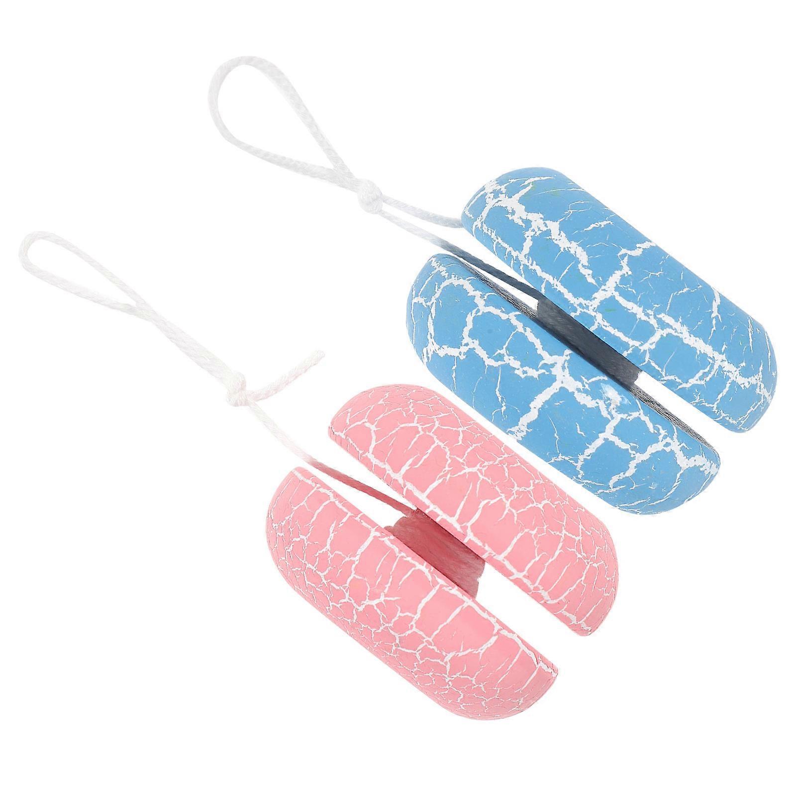 Wood Yo Yo Toy for Kids Finger Flexibility 2Pcs Crack Pattern Playset