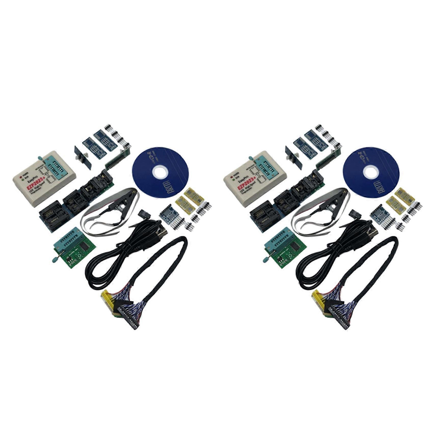 2set EZP2023 USB SPI Programmer with 12 Adapter Support 24 25 93 95 EEPROM Flash Bios Compiler Highest Programming Speed