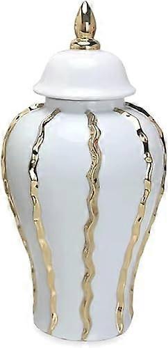 Large Ceramic Ginger Jar with Lid, Elegant Handmade Decorative Vase for Versatile Home Decor