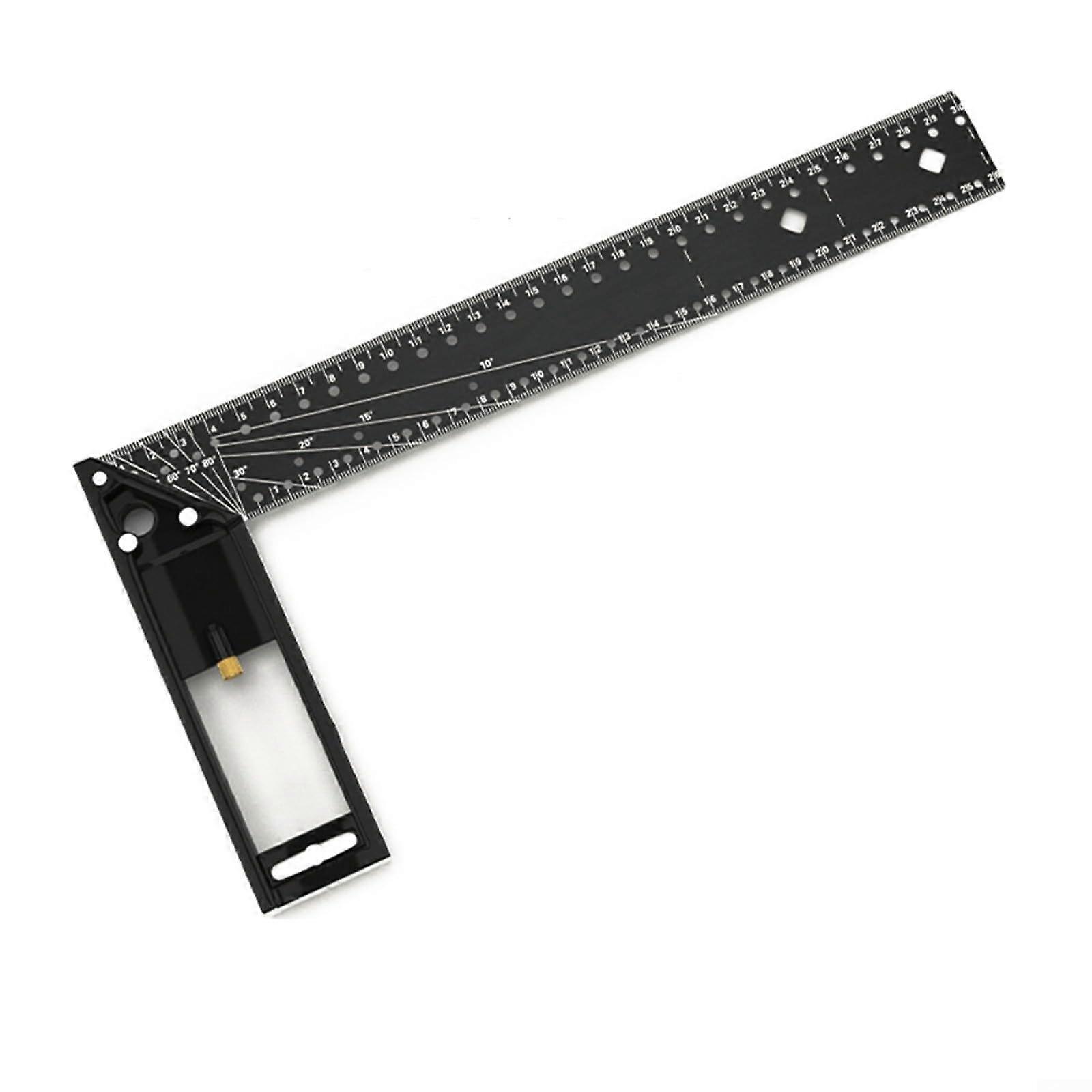 30cm Aluminum Alloy Carpentry Square Ruler Black 90° Measuring Tool for Precise Woodworking