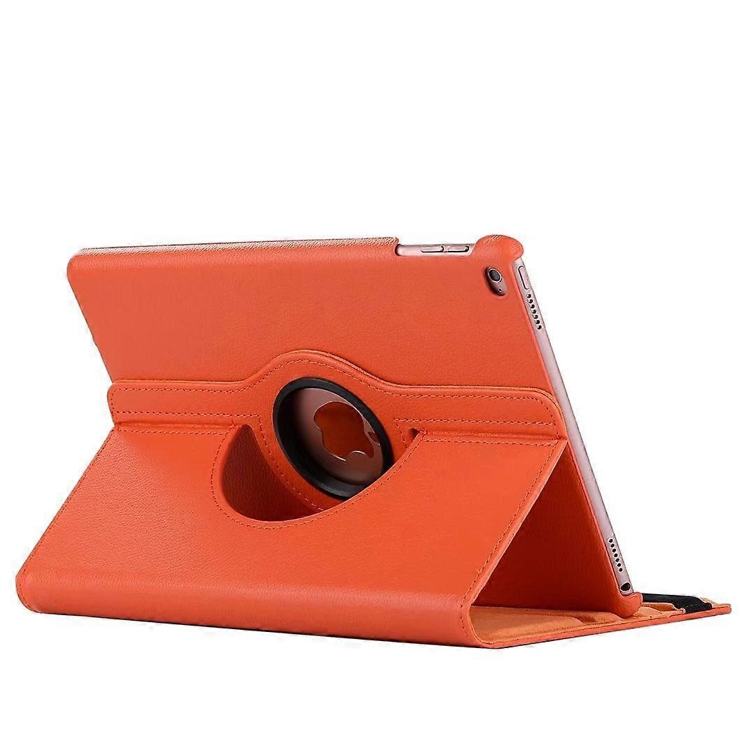 Stylish Case For Ipad 2017 9.7 Orange Rotating Leather Lychee Texture