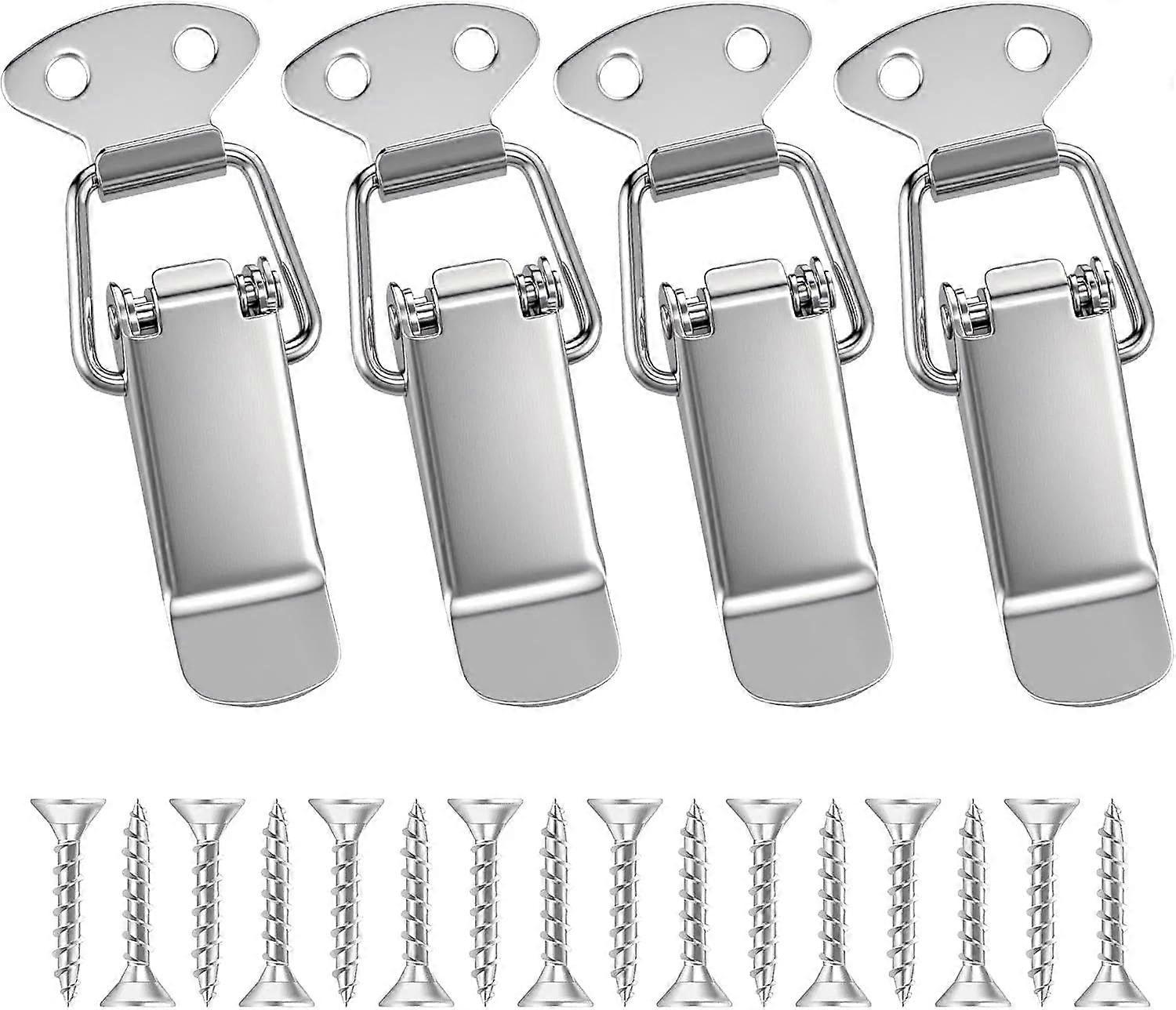 4 PCS Stainless Steel Spring Loaded Toggle Latch Set with Screws, Rustproof Secure Closure