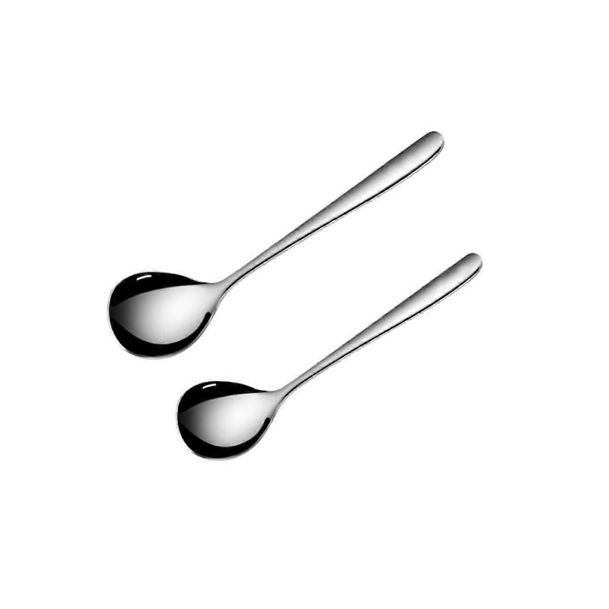 2Pcs 304 Stainless Steel Soup Ladle Set, Long Handle Rust Resistant Cooking Serving Spoons for Kitchen