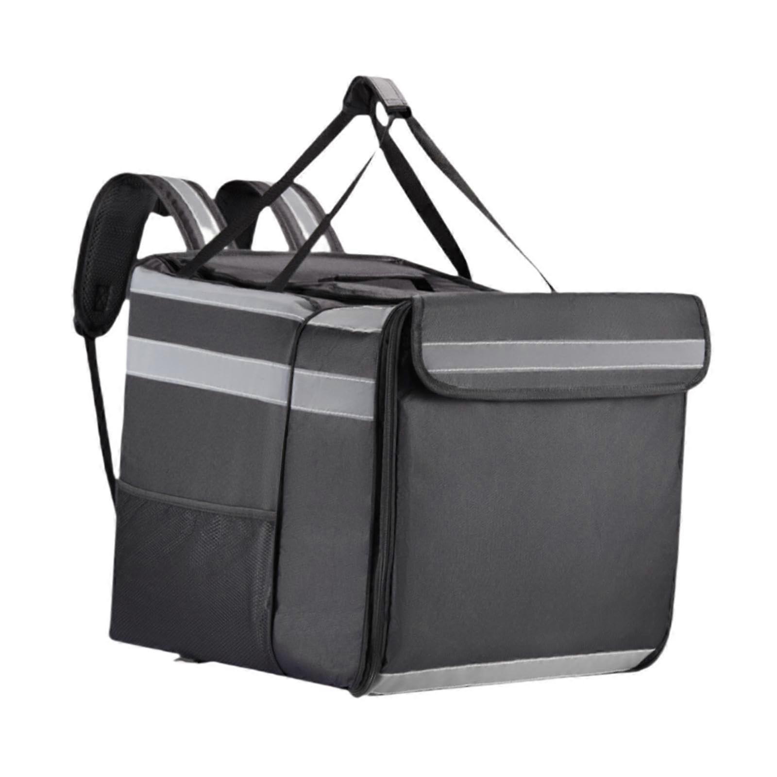 Pizza Delivery Backpack Large Capacity Thermal Insulated 2 Layer Expandable with Reflective Strip