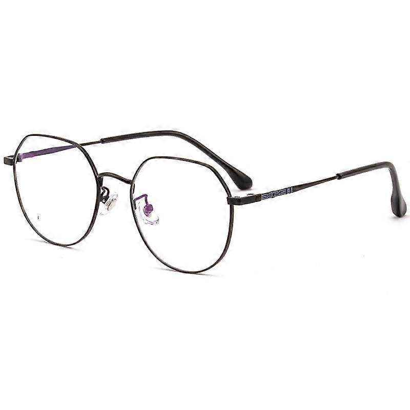 Oversized Round Metal Blue Light Blocking Reading Glasses +2.00 Computer Readers Black