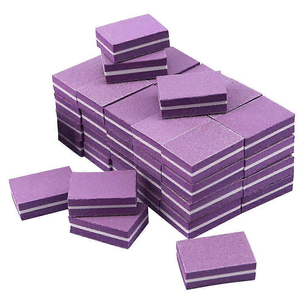 Purple Nail Buffer Block 50 Pack DoubleSided Nail File Sponge for Manicure and Polishing