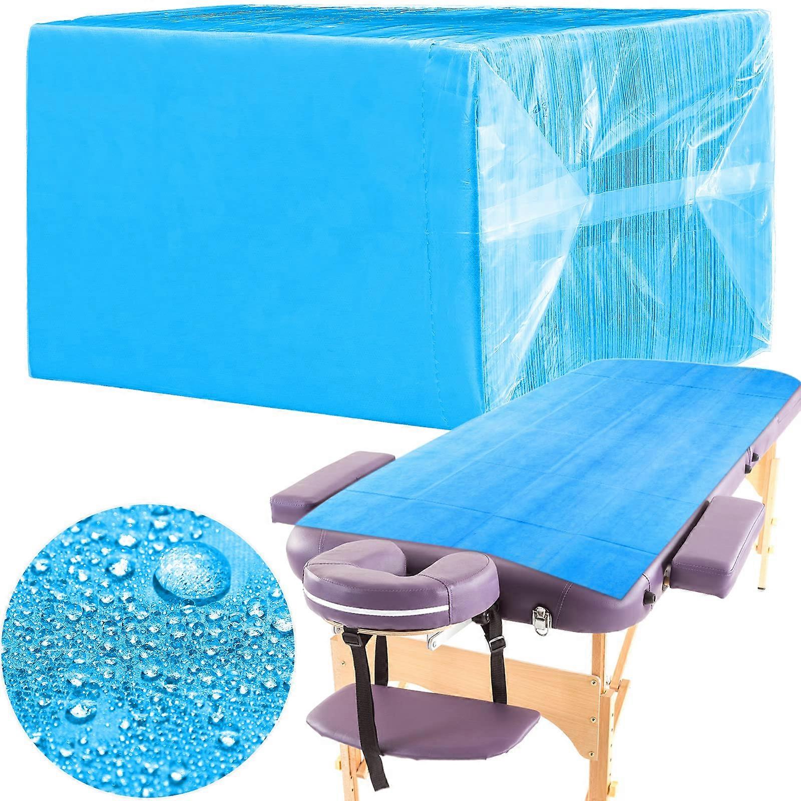 100 Pcs Disposable Waterproof OilProof Massage Table Sheets NonWoven Spa Bed Covers Blue