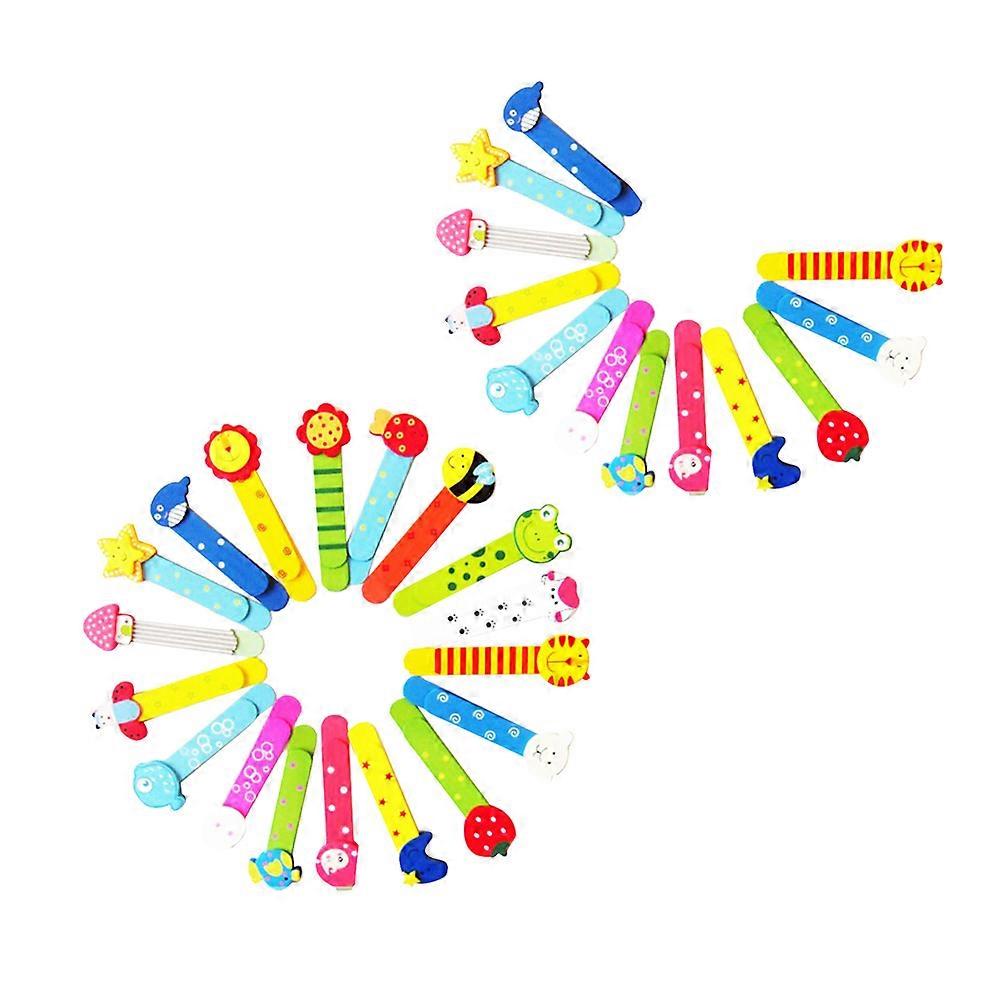 Wood Bookmarks Cartoon Patterns with Ruler Scale for Book 60Pcs