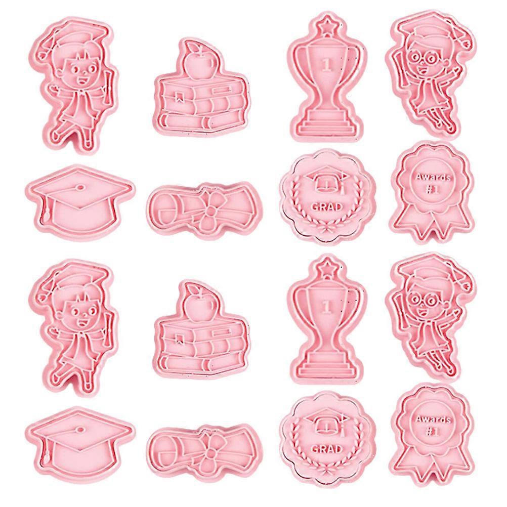 Cookie Cutter Graduation Theme Baking Mold for 16Pcs with Pink PP Material