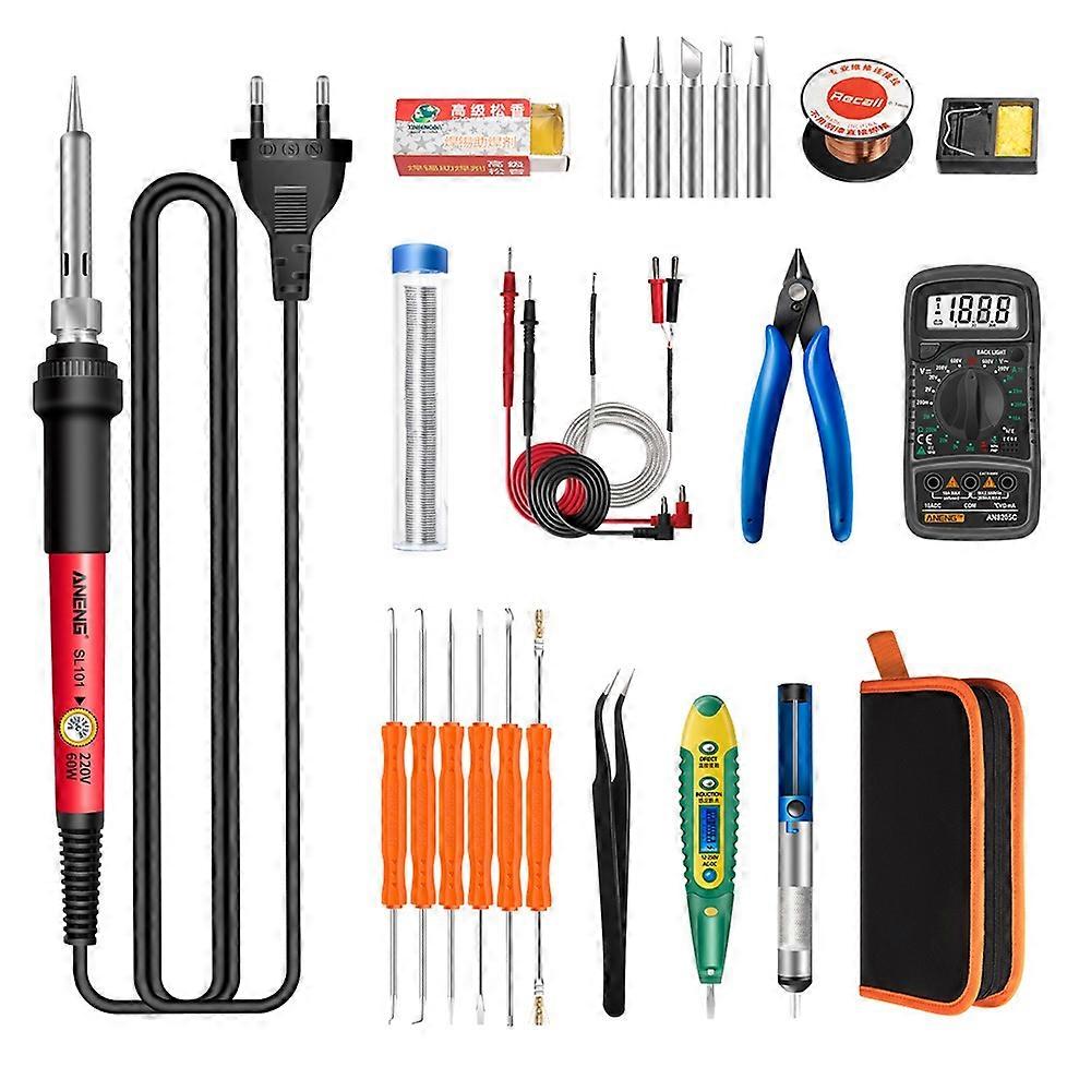 ANENG SL101 25Pcs Digital Multimeter 60W Electric Soldering Iron Kit with Replaceable Welding Head E