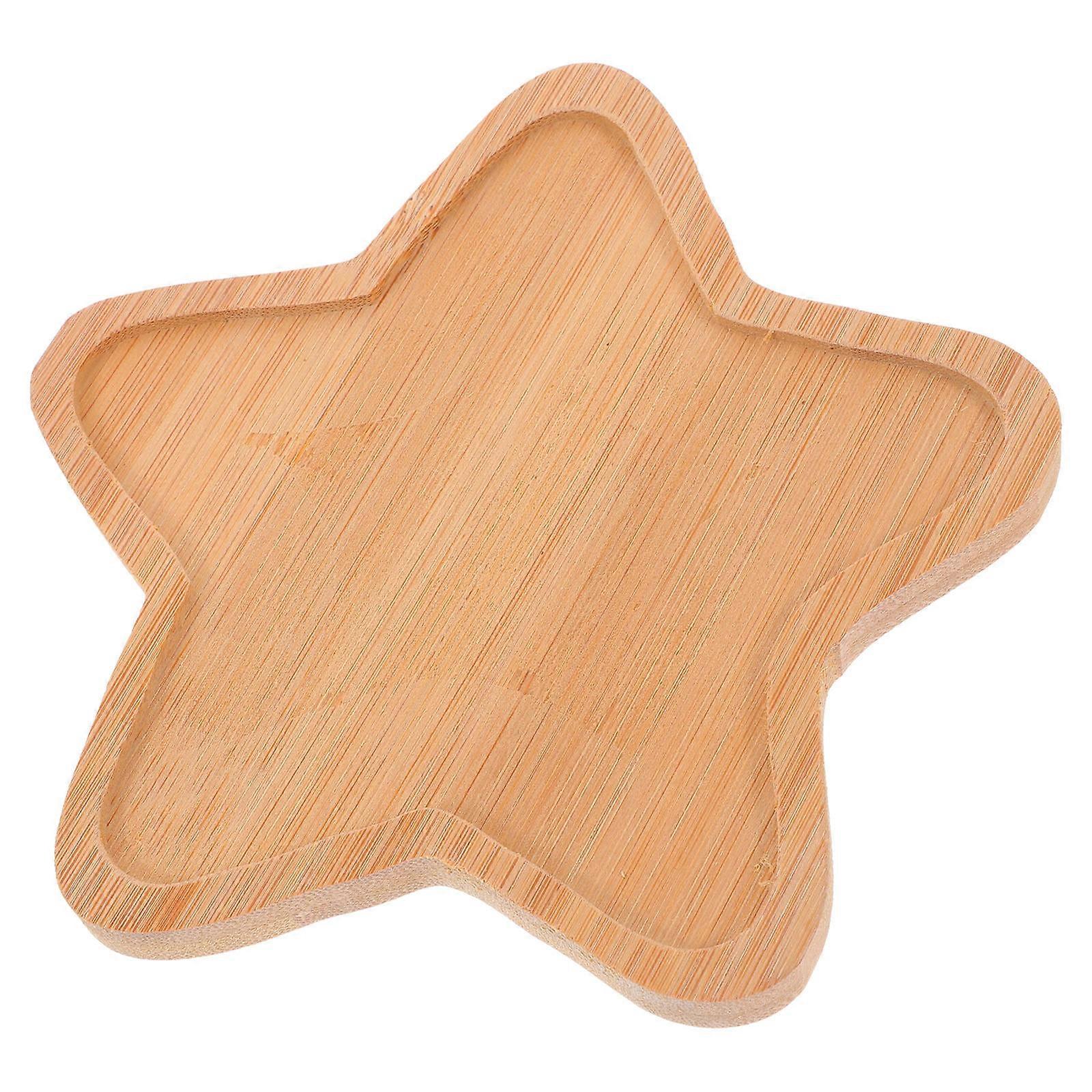 Craft Bamboo Coaster Base for DIY Art Projects 4Pcs Star Shape Tray