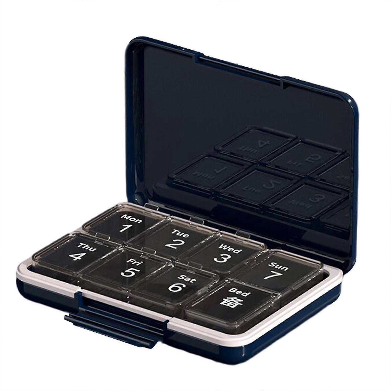 Portable Large Capacity Pillbox Practical Durable Tablet Dispenser for Small/Large Tablets