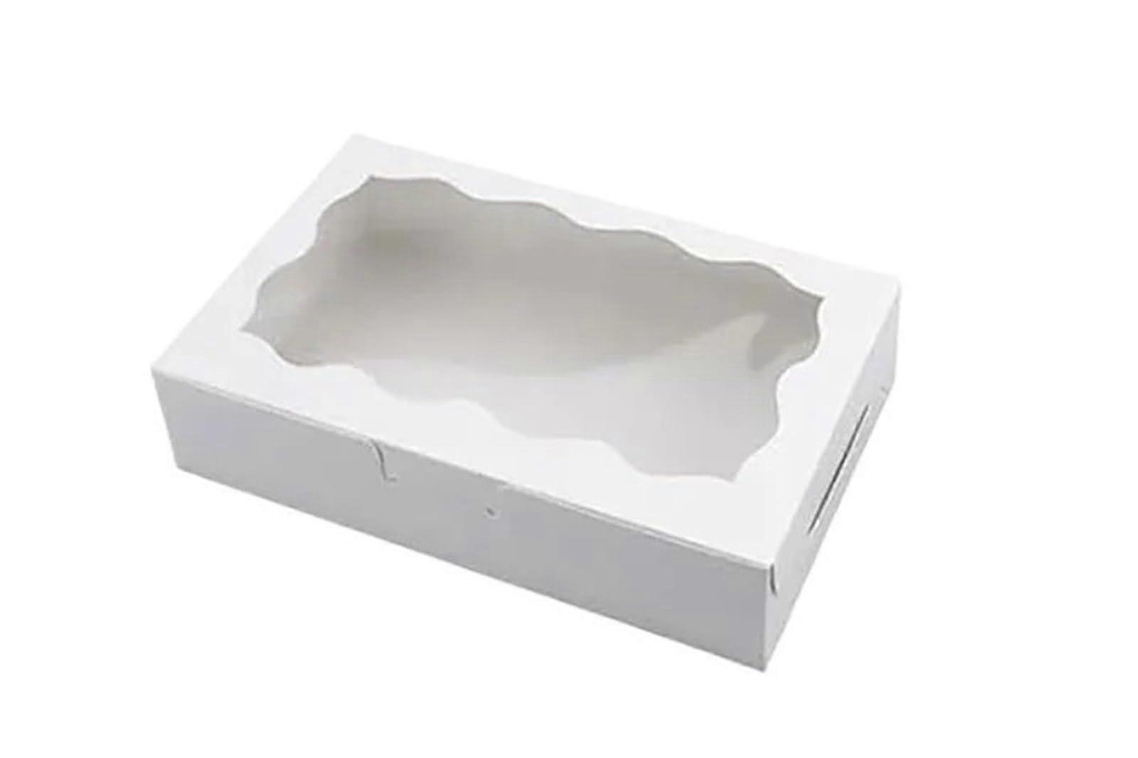 Large White Cake Box with Clear Window for Birthday, Wedding and Cookie Gift Packaging