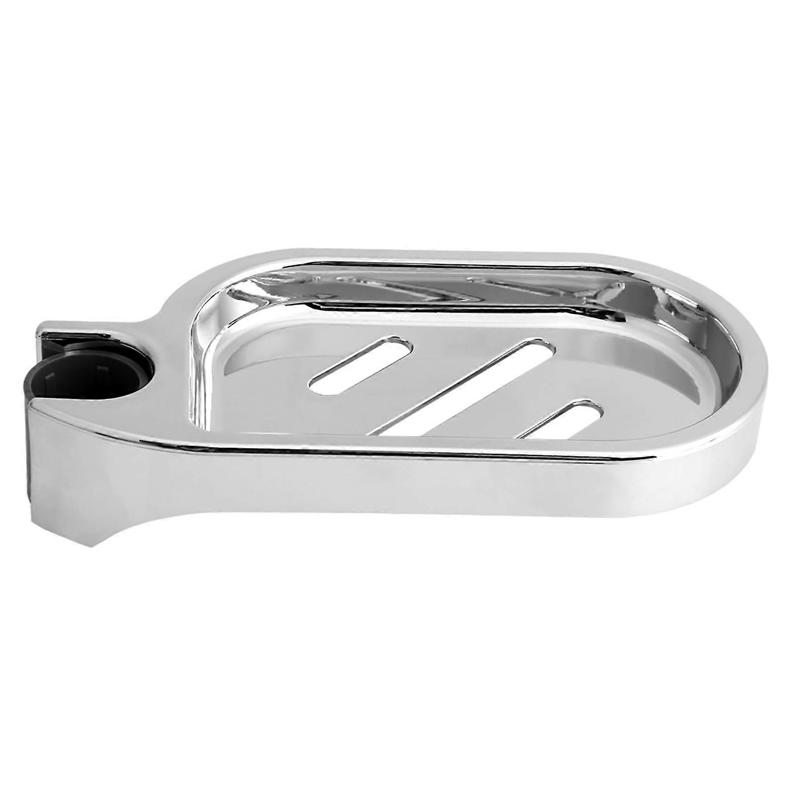 ABS Adjustable Shower Rod Holder with Chrome Plated Drainage Caddy for Bathroom Easy Install