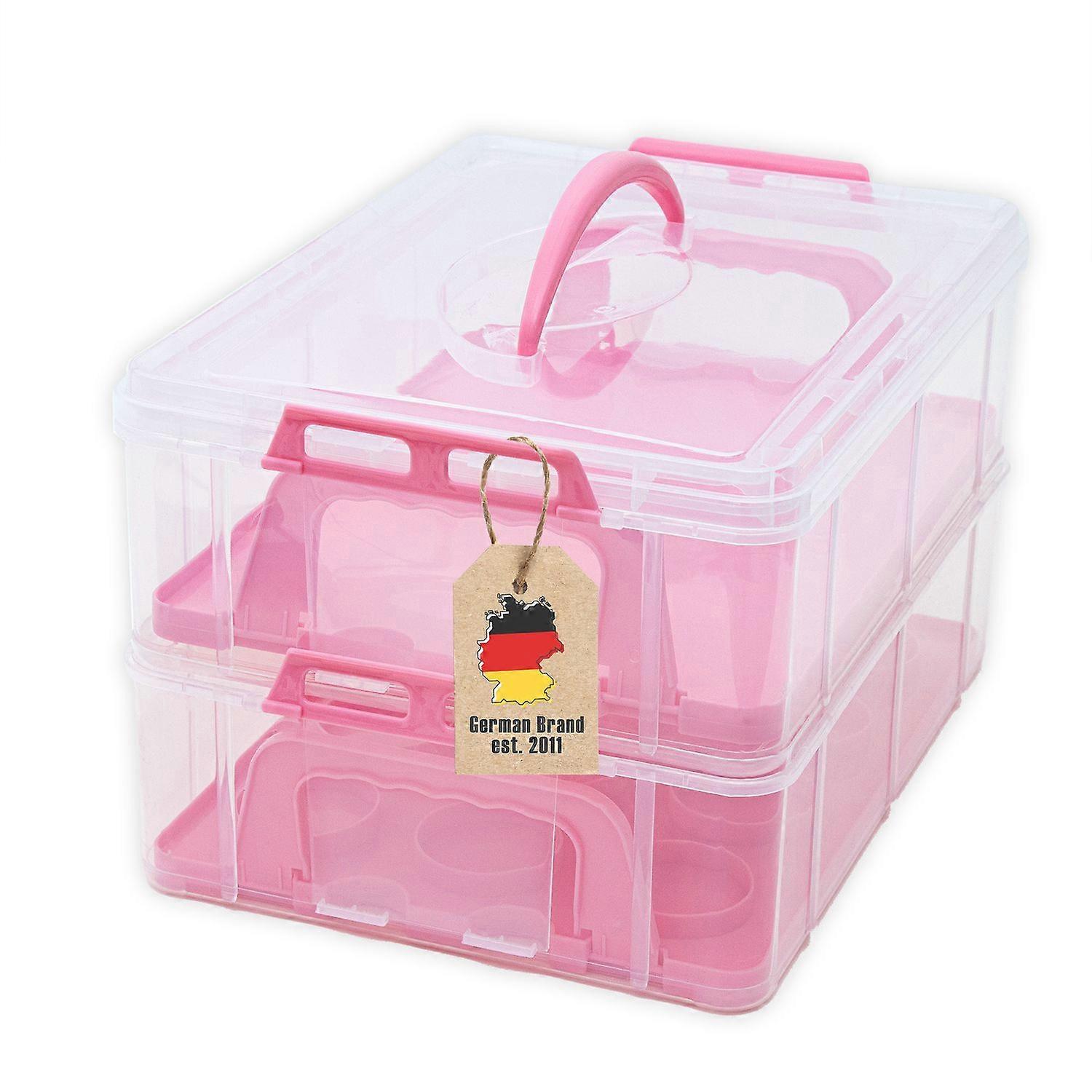 Transport Box Cake Box Container for Cakes and Cupcakes 2 Tiers Plastic - 36.1 x 26.1 x 21.2 cm