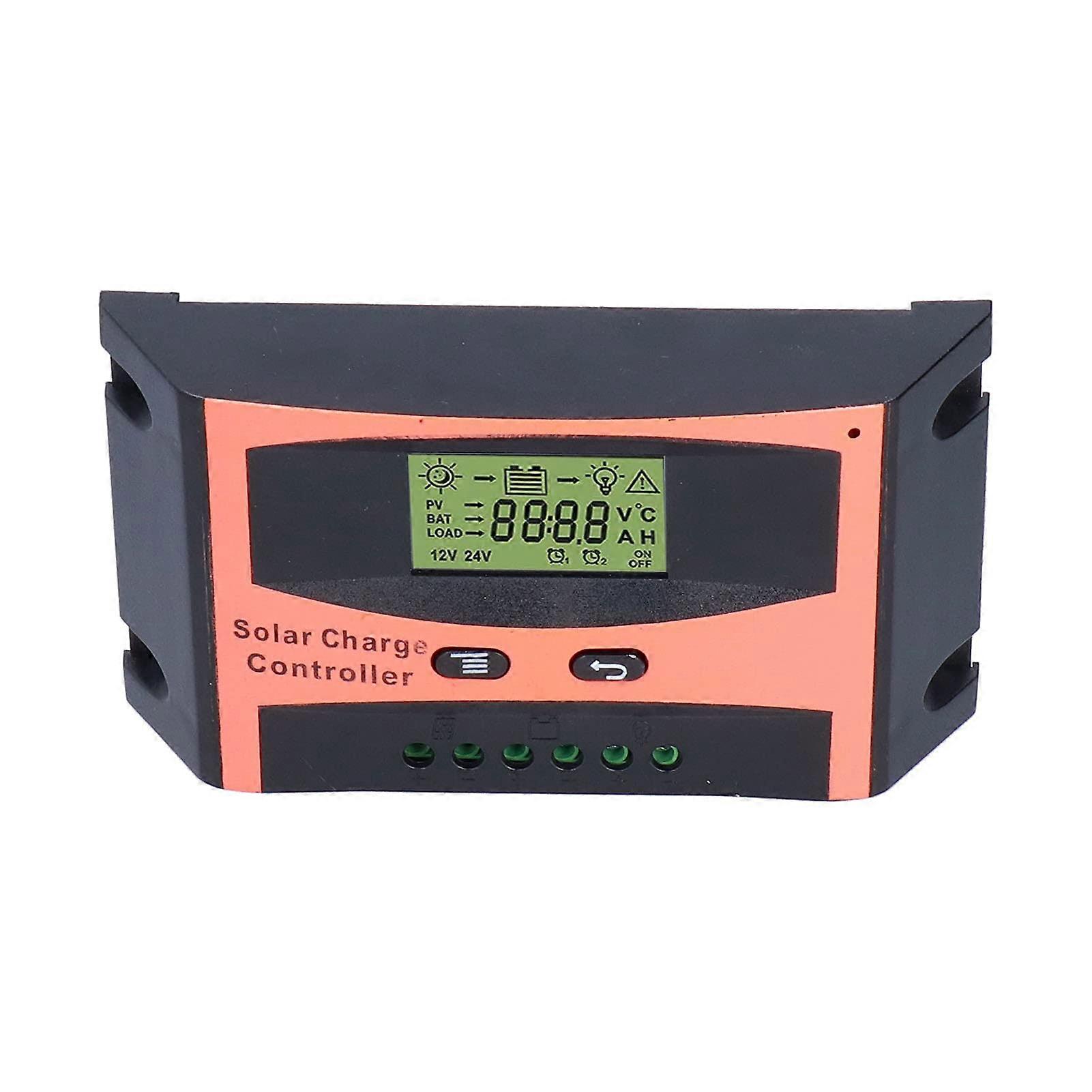 30A PWM Solar Charge Controller 12V 24V Auto Battery Regulator with LCD Display and Overload Protection