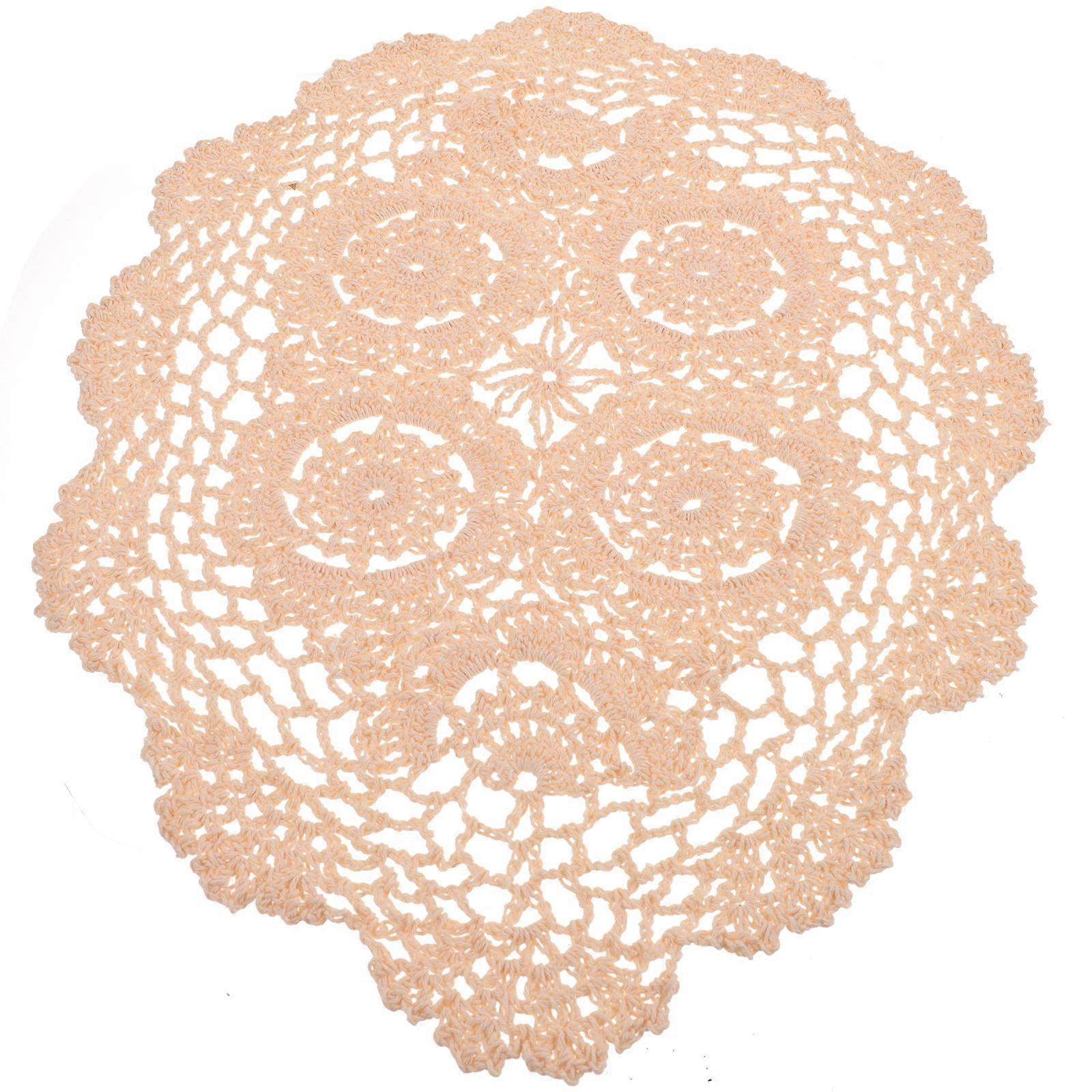 Decorative Lace Table Place Mat for Dining 5Pcs Beige Vintage Set