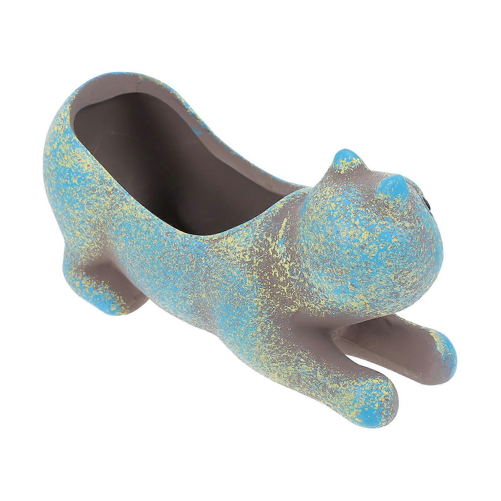 Cat Shape Flowerpot Ceramic Planter for Gardening 2Pcs Assorted Color
