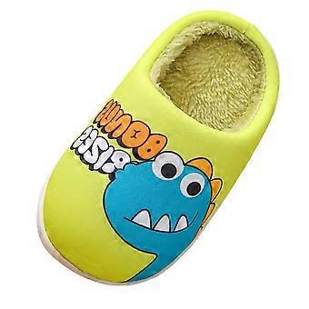 Pantofole per bambine e ragazzi, comode e alla moda, in cotone, con dinosauri, non morbide, calde, traspiranti, per feste, verde, 10-10,5 anni