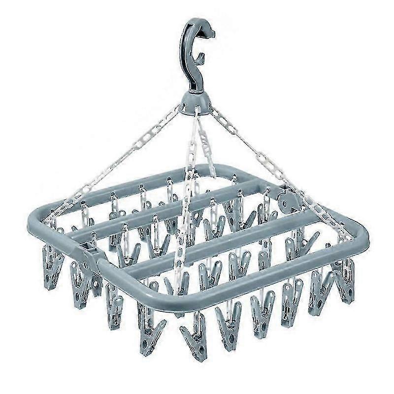 Foldable drying rack with 32 clips for socks