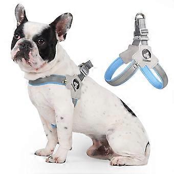 TETOU Reflective Pet Dog Harness, No Pull Vest Harnesses with Metal Buckles for Small Medium Large Dogs - Blue, XL
