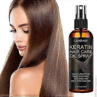 100ml Keratin Hair Care Oil Spray - Multi-Functional Treatment for Moisturizing, Frizz Control, Detangling & Heat Protection