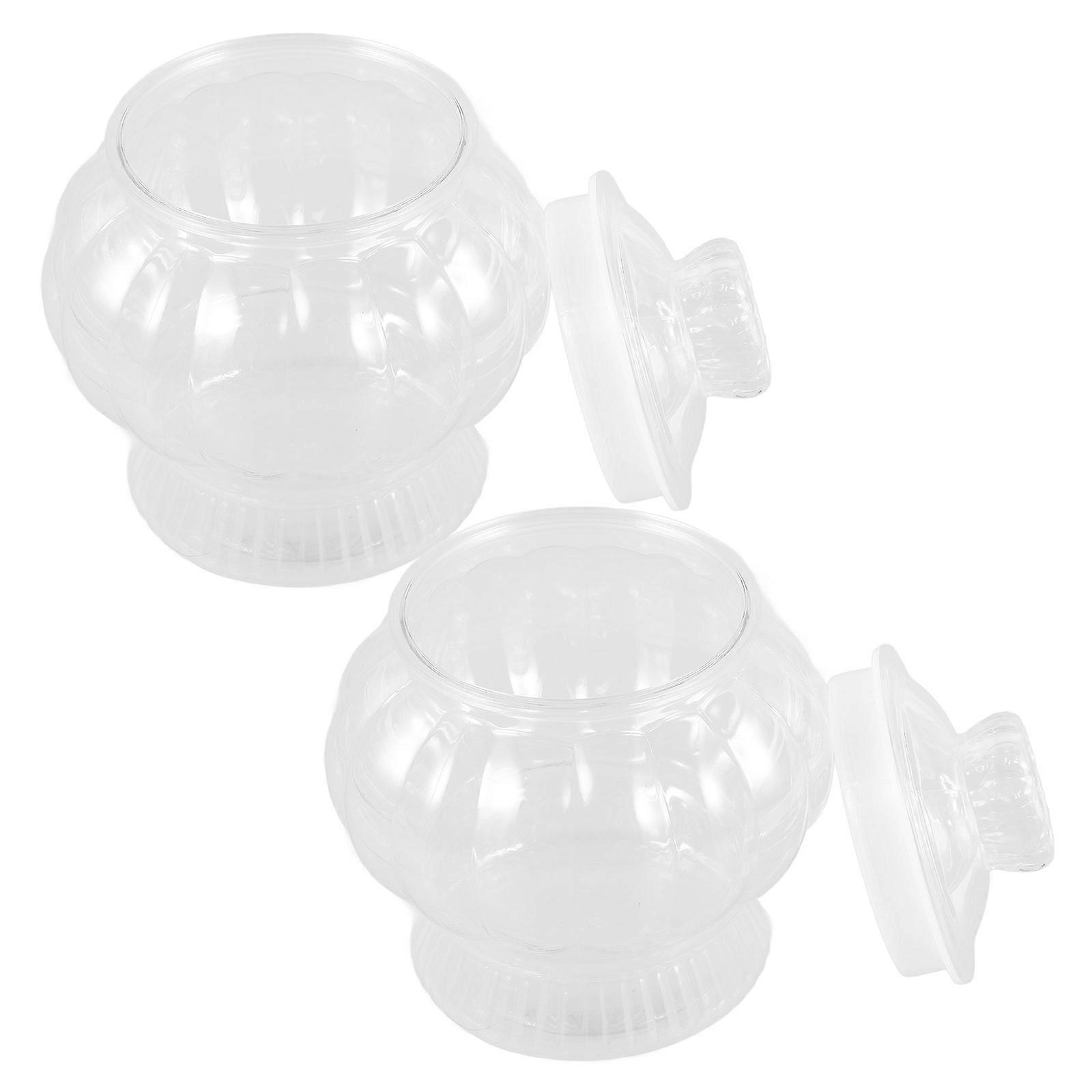 Candy Jar Plastic Container Designed for Storage 2Pcs Clear