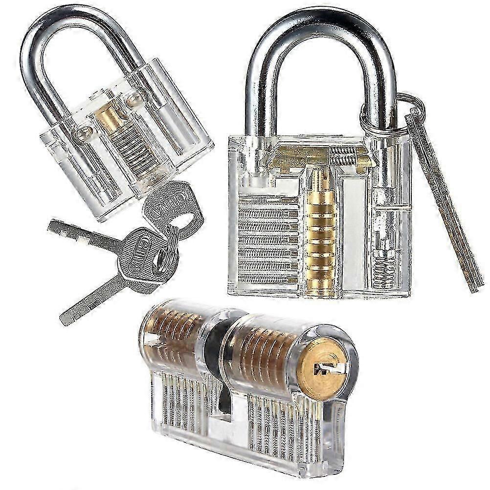 3pcs Crystal Keyed Practice Padlock Training Lock Set for Locksmith Beginner